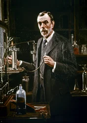 Sir William Ramsay in zijn laboratorium