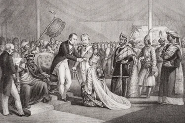 Grote Durbar in Cawnpore na de Onderdrukking van de Sepoy-opstand, 1858, uit 
