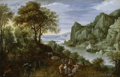 Rivierlandschap met Mijnbouw