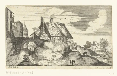 Landschap met stadspoort