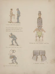 Pagina uit de Humours of Cynicus (gekleurde gravure)