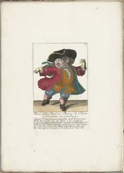 De dwerg Gilles Platfues als Franse dansmeester, ca. 1710