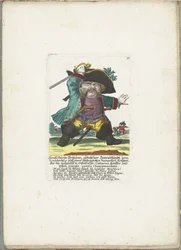 De dwerg Hanß Görge Prijhann als woeste officier, ca. 1710