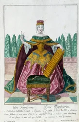 Een stoffeerder. Gravure door Martin Engelbrecht (1684-1756), in Nieuwe verzameling van de manouvries habilles 18e eeuw, Duitsland. Parijs, Decoratieve Kunsten
