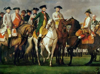 Keizer Jozef II en zijn generaals in het militaire kamp ...