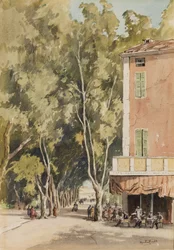 Een laan van platanen, Vaison, oktober 1933