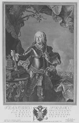 Frans I, Heilige Roomse Keizer, gegraveerd door Philipp Andreas Kilian