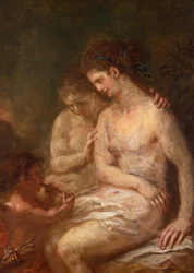 Twee nimfen met Cupido