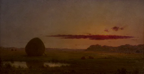 Zonsondergang, weiden van Newburyport