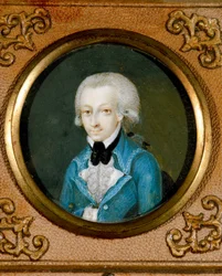 Oostenrijk, Portret van de Oostenrijkse componist Wolfgang Amadeus Mozart (1756 - 1791), ca. 1773 (miniatuur op ivoor)