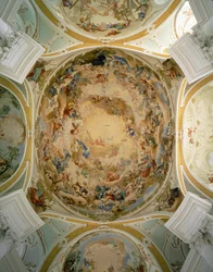 Plafondfresco in de kerk van Neresheim (fresco)