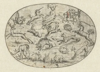 Ovaal met achttien dieren