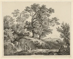 Landschap met een Waterval en een Rustende Familie