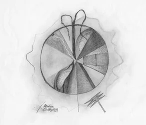 Studie grafiet scheerapparaat boom (hommage aan Joseph Beuys)