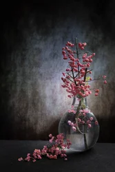 Stilleven met roze bessen