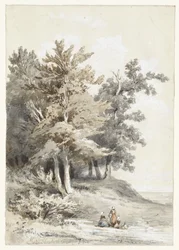 Bosrand met figuren