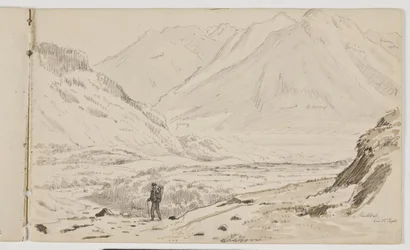 Berglandschap met wandelaar