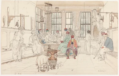 Het interieur van een Turkse café