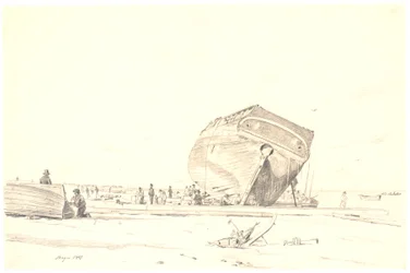 Een schip in reparatie