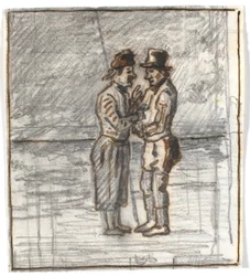 Twee Skagen-bewoners in gesprek bij de zee