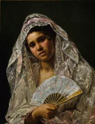 Spaanse danseres draagt een kanten mantilla