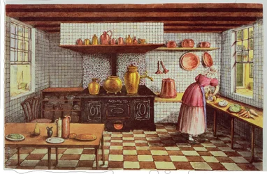 Keuken van het Hotel St. Lucas, in de Hoogstraat, Rotterdam, 1834