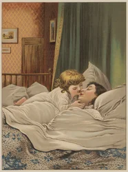 Kind in bed met moeder