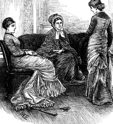 Drie vrouwen zitten in gesprek