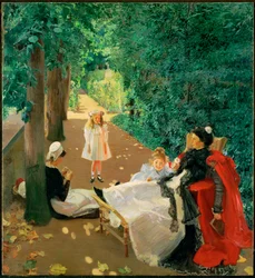 Bezoek in het park (schilderij op doek)