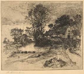 Landschap met boerderij