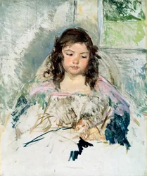 Schets voor "Francois in een leunstoel". Lezen. Schilderij van Mary Cassatt (1845-1926). Olieverf op doek. Privécollectie. Christie