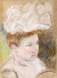 Leontine in een roze pluizige hoed