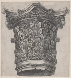 Speculum Romanae Magnificentiae: Kapiteel met ramshoofden en maskers, ca. 1537