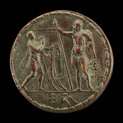 Een boodschapper brengt Hercules het hemd van Nessus [achterkant], ca. 1525-1550