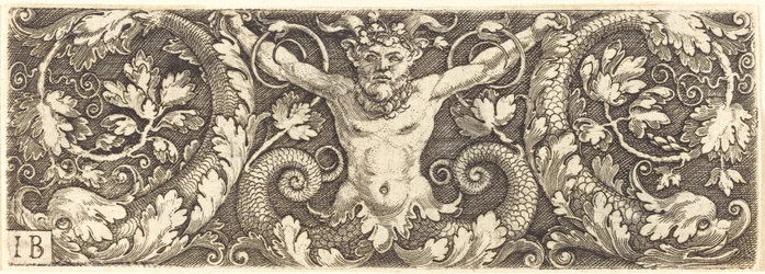 Ornament met Fantastische Sater en Dolfijnen