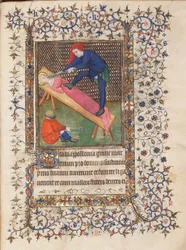 Getijdenboek, gebruik van Rennes, Marteling van de heilige Apollonia, ca.1400-15 (tempera op perkament)