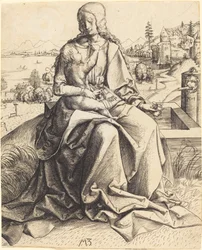 Madonna en kind bij een fontein