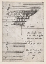 Speculum Romanae Magnificentiae: Entablement van de Tempel van Castor en Pollux, Rome, 1537