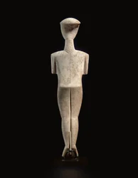 Cycladische liggende vrouwelijke figuur, naamstuk van de Schuster Meester, Vroeg Cycladisch II, ca. 2400 v.Chr.