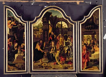 Een drieluik; De aanbidding der wijzen; De geboorte en de presentatie in de tempel; De annunciatie