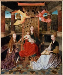 Kroning van de tronende Madonna met de heilige Catharina van Alexandrië en de heilige Barbara