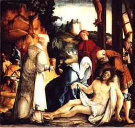 Duits: De bewening en graflegging van Christus De bewening van Christus en zijn graflegging