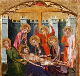 Graflegging door de Meester van Rubio (14e eeuw), predella van het altaarstuk uit de Kerk van Santa Maria, Rubio, schilderij op hout