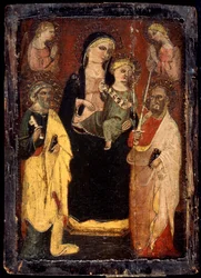 Madonna en Kind op de troon met heiligen Petrus en Paulus