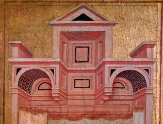St. Cecilia en het verhaal van haar leven (Architectuur Detail) - altaarstuk, ca. 1290-1320