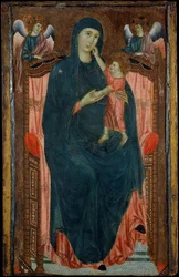 Madonna en kind op de troon met engelen