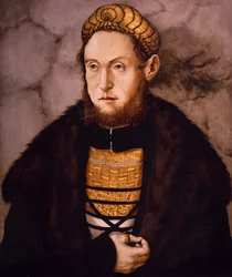 Portret van een edelman met een gouden hoofdtooi, circa 1505-1507 (gemengde techniek op vurenhout)