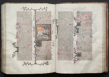 Het Gotha Missaal: Fol. 113v, De Geboorte van Johannes de Doper, ca. 1375