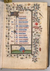 Getijdenboek van Karel de Edele, koning van Navarra 1361-1425: fol. 4r, april, ca. 1405