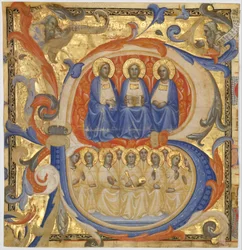 De Drie-eenheid in een Initiaal B, waarschijnlijk 1387